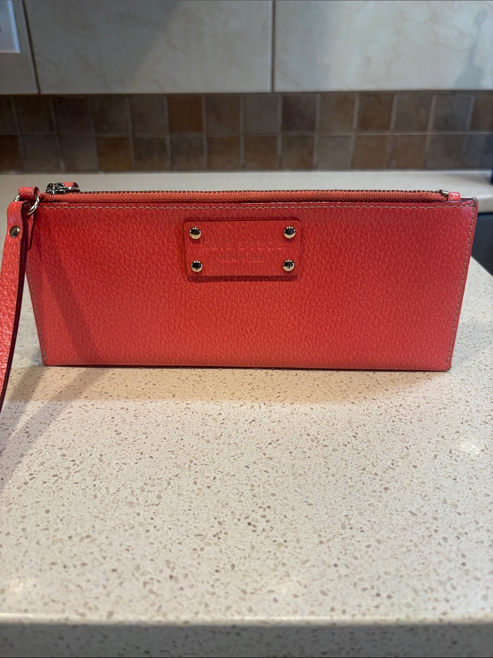 Kate Spade Coral Wristlet Clutch Leather Wallet - EUC